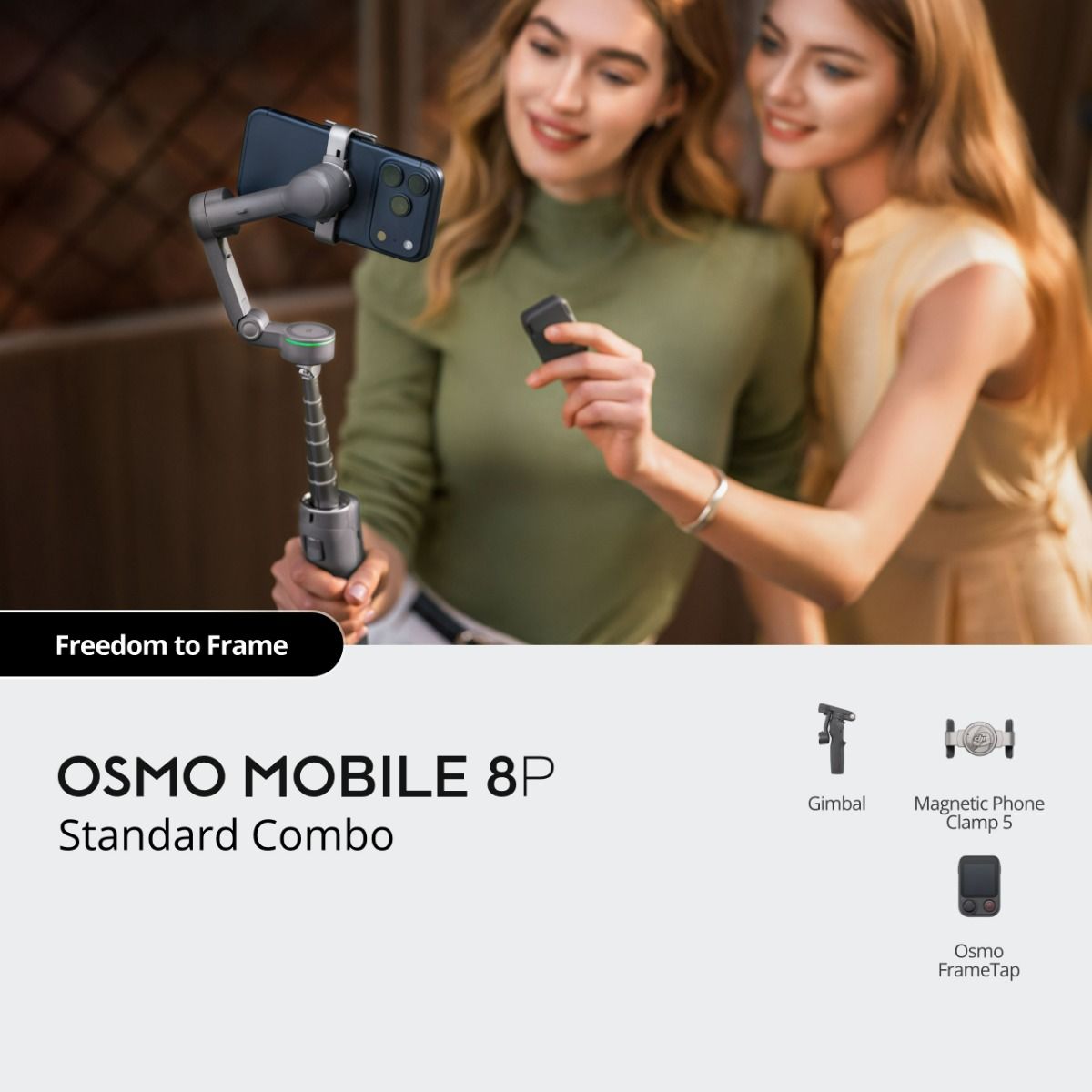 Gimbal stabilizator DJI Osmo Mobile 8P Standard Combo (ActiveTrack 8.0, 3-osna stabilizacija, ugrađena teleskopska šipka, siva boja)-5