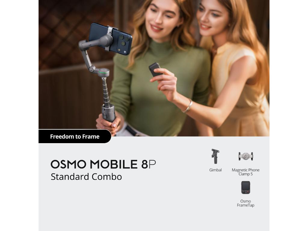 Gimbal stabilizator DJI Osmo Mobile 8P Standard Combo (ActiveTrack 8.0, 3-osna stabilizacija, ugrađena teleskopska šipka, siva boja)-6