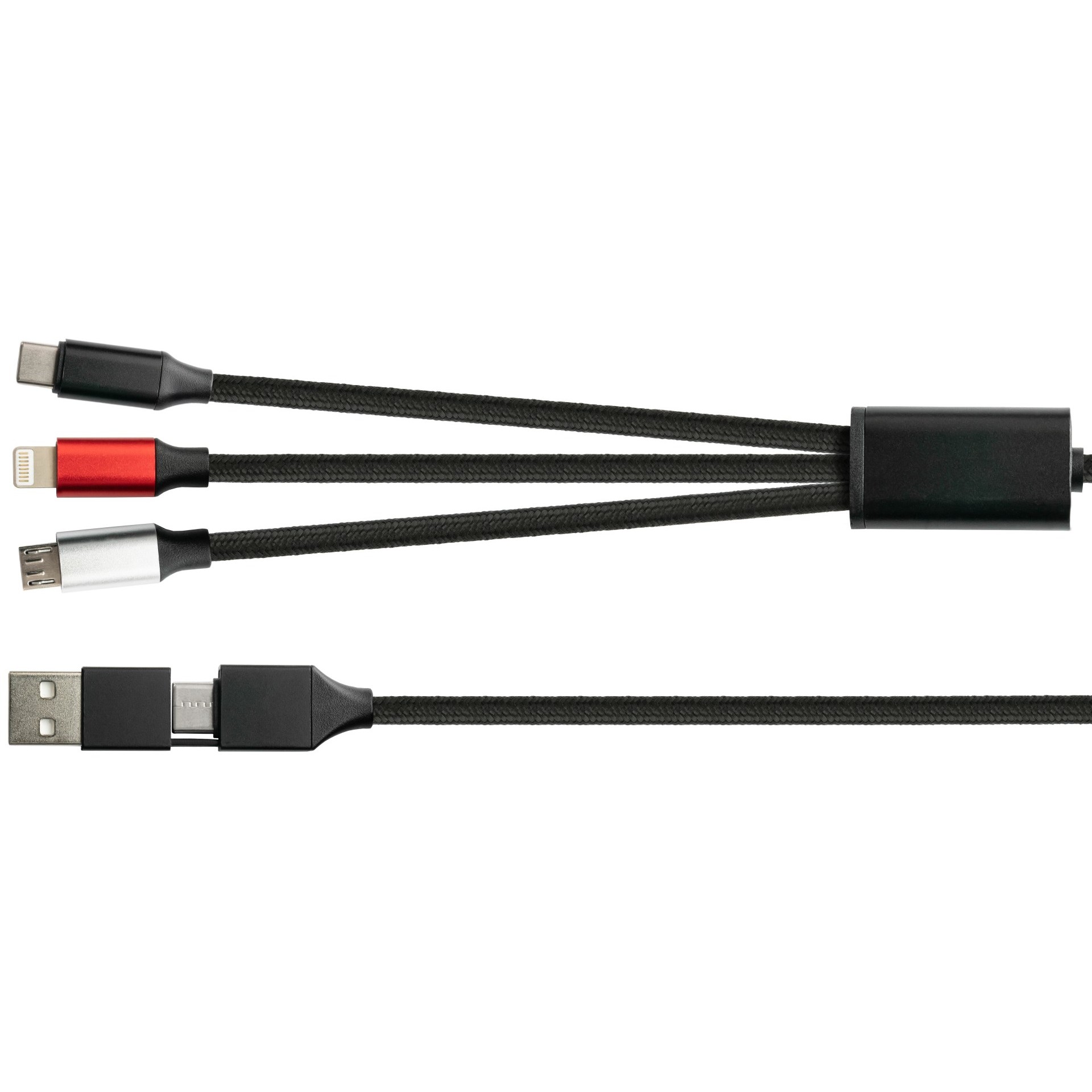 Kabel za punjenje PYTHON 3-u-1 USB-A/C na Lightning/Micro-USB/USB-C (1 m, crna boja)-0