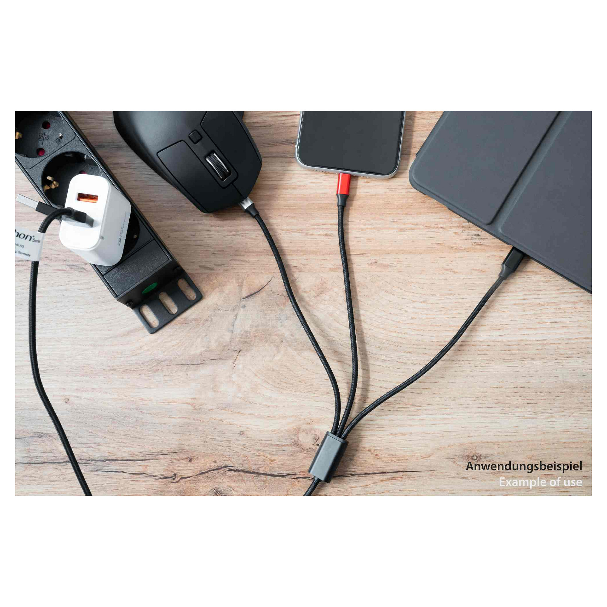 Kabel za punjenje PYTHON 3-u-1 USB-A/C na Lightning/Micro-USB/USB-C (1 m, crna boja)-1