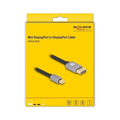 Delock Mini DisplayPort zu DisplayPort Kabel 8K 60 Hz 2 m grau Metall ohne Einrastfunktion-2