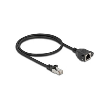 Mrežni produžni kabel DELOCK S/FTP Cat.6A (RJ45 M/Ž), 0.5m, plosnati, crna boja-0