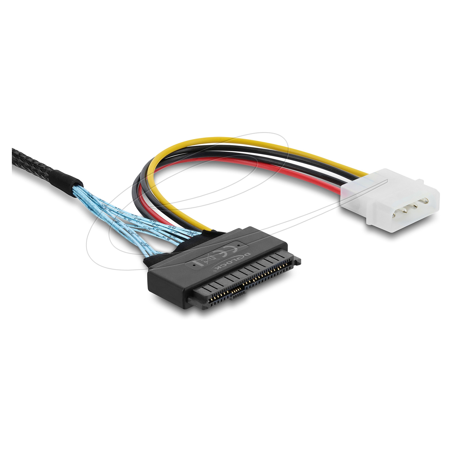 Kabel DELOCK PCIe 4.0 Slim SAS SFF-8654 8i na 2x U.2 SFF-8639 s napajanjem, 0.5m-1
