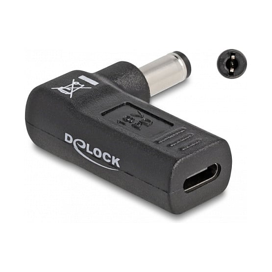 Delock Adapter fÃ¼r Notebook Ladekabel USB Type-Câ„¢ Buchse zu 5,5 x 2,1 mm Stecker 90Â° gewinkelt