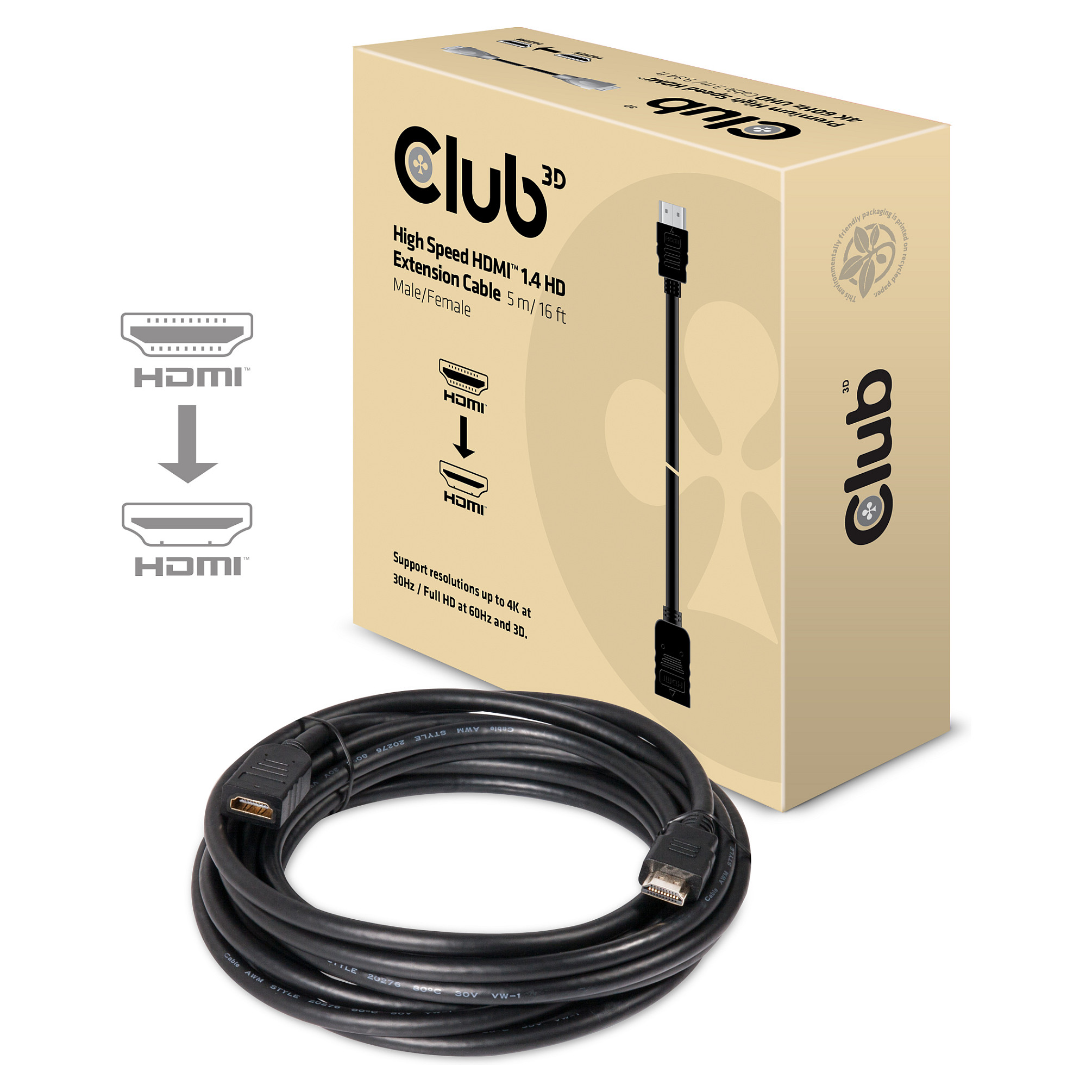 Produžni kabel CLUB 3D CAC-1321 HDMI (M/Ž), 5m-1