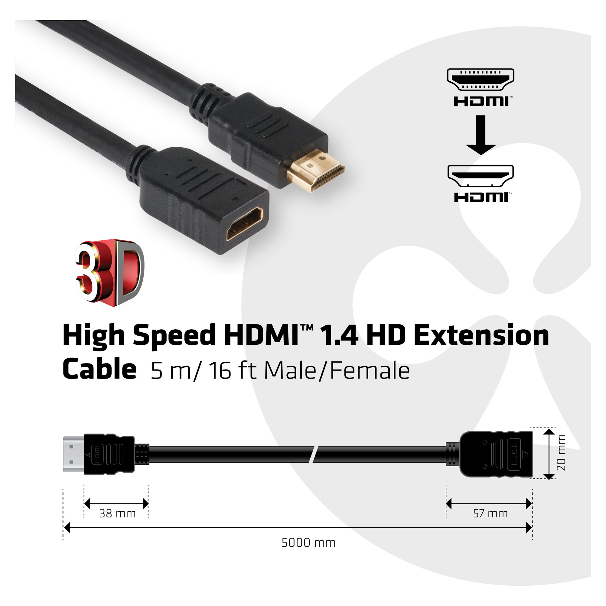 Produžni kabel CLUB 3D CAC-1321 HDMI (M/Ž), 5m-2