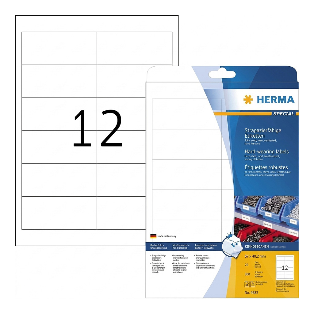 Etikete HERMA 4692 vodootporne folijske, 97x42,3 mm, A4, 300 kom-0