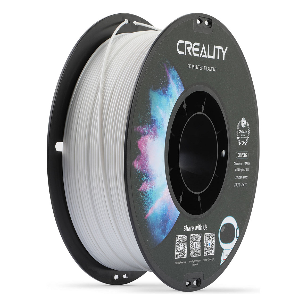 Filament za 3D printer CREALITY CR-PETG 1.75 mm (1 kg), bijela boja