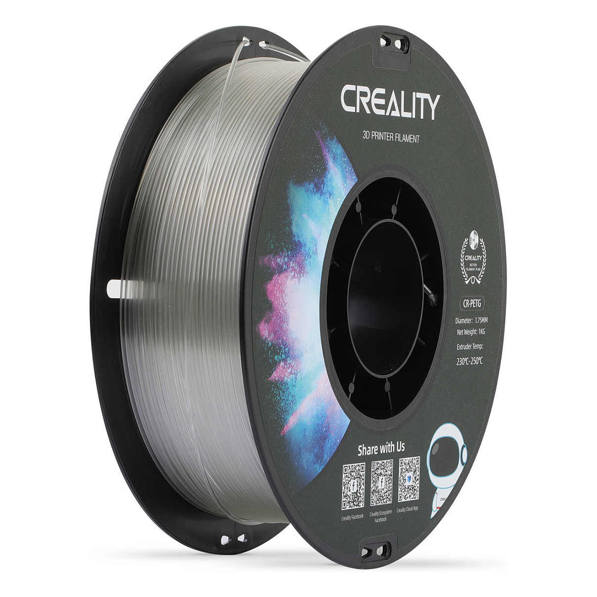 Filament za 3D printer CREALITY CR-PETG 1.75 mm (1 kg, prozirna boja)-0