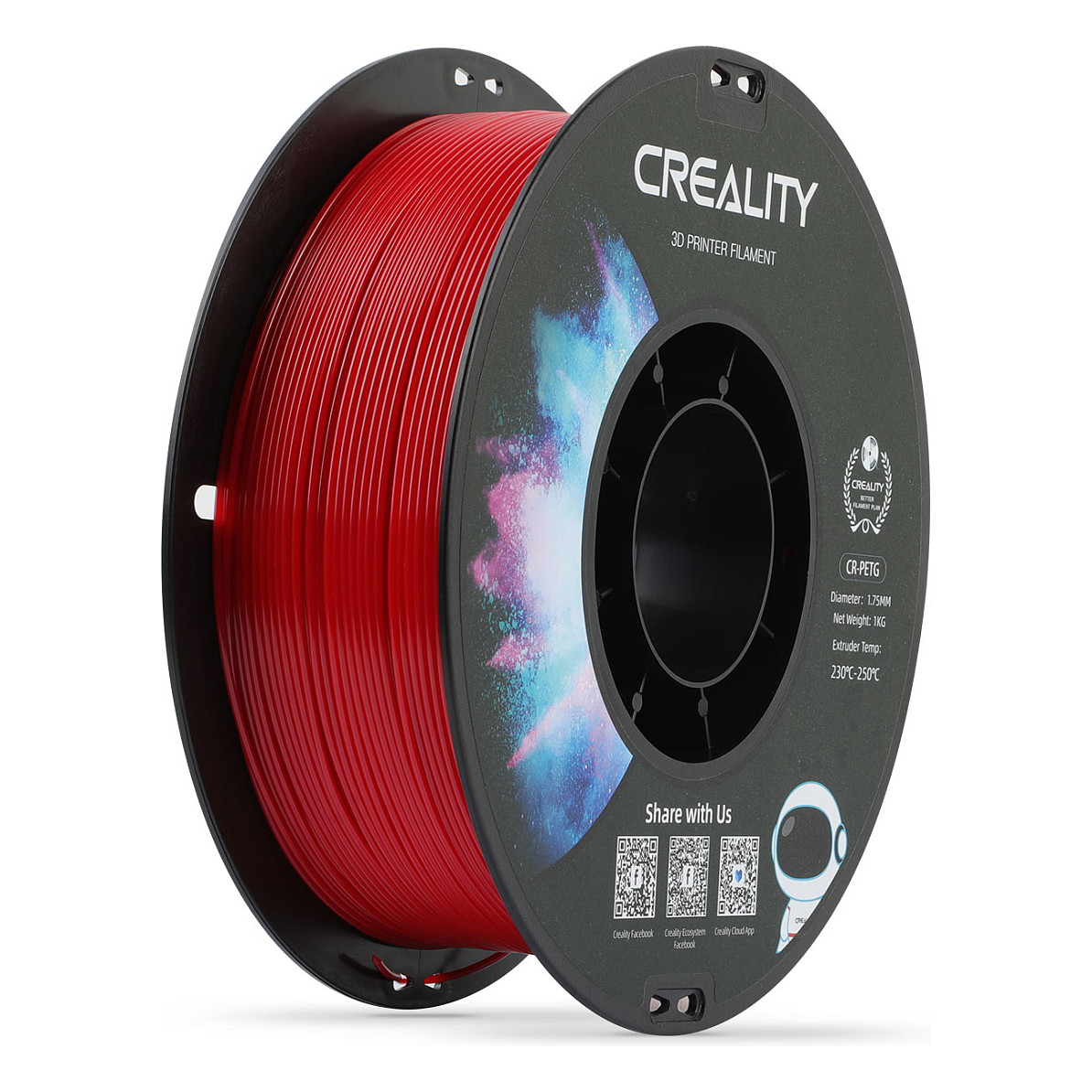 PETG filament CREALITY CR-PETG za 3D printer (1,75 mm, 1 kg, crvena boja)-0