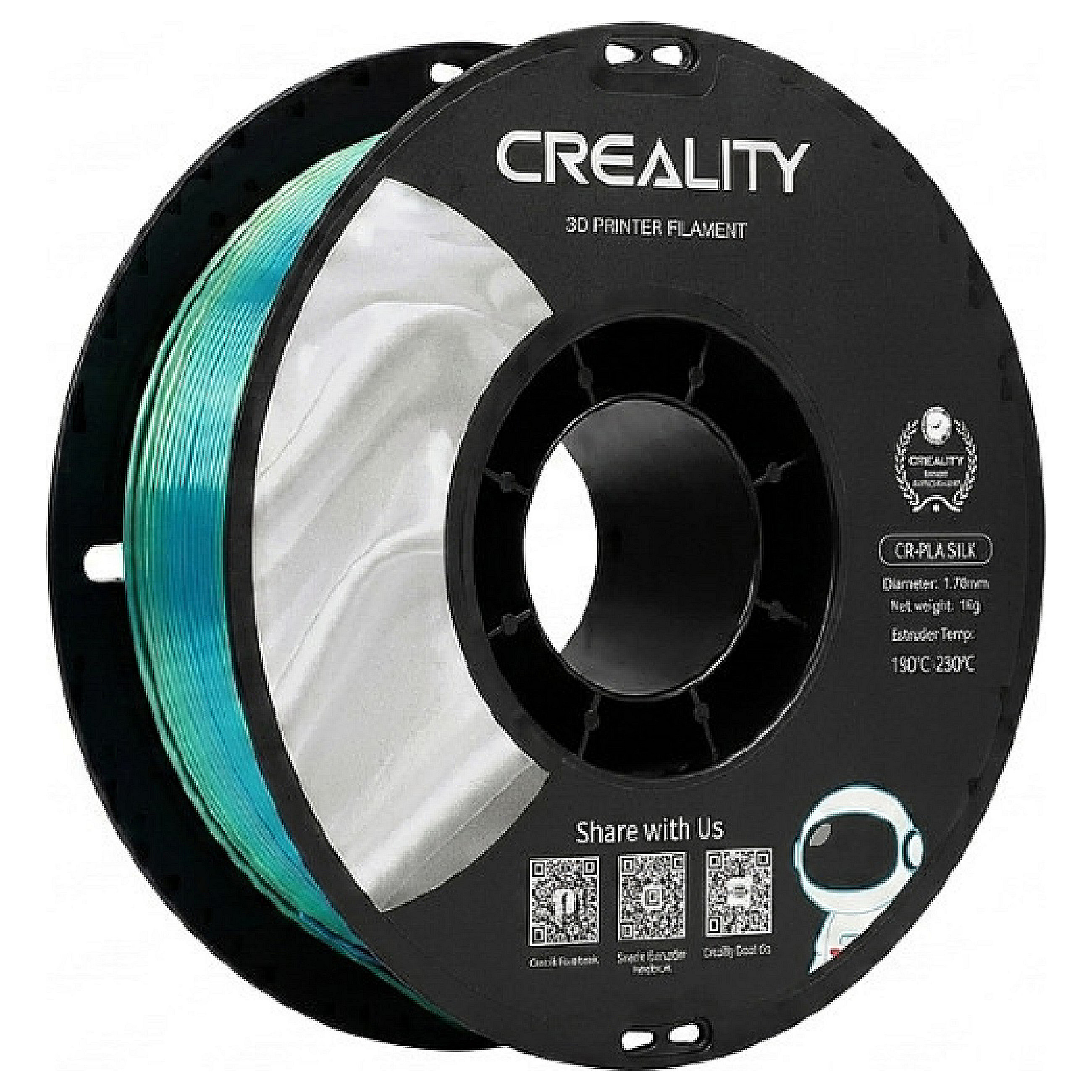 Filament za 3D printer CREALITY CR-Silk PLA 1.75 mm (1 kg, plavo-zelena boja)