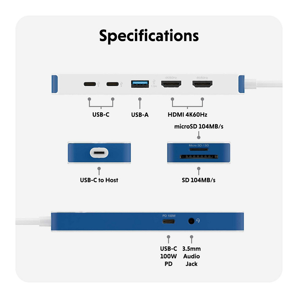 D TARGUS HyperDrive Flex 9 Port Dual 4K HDMI USB--7