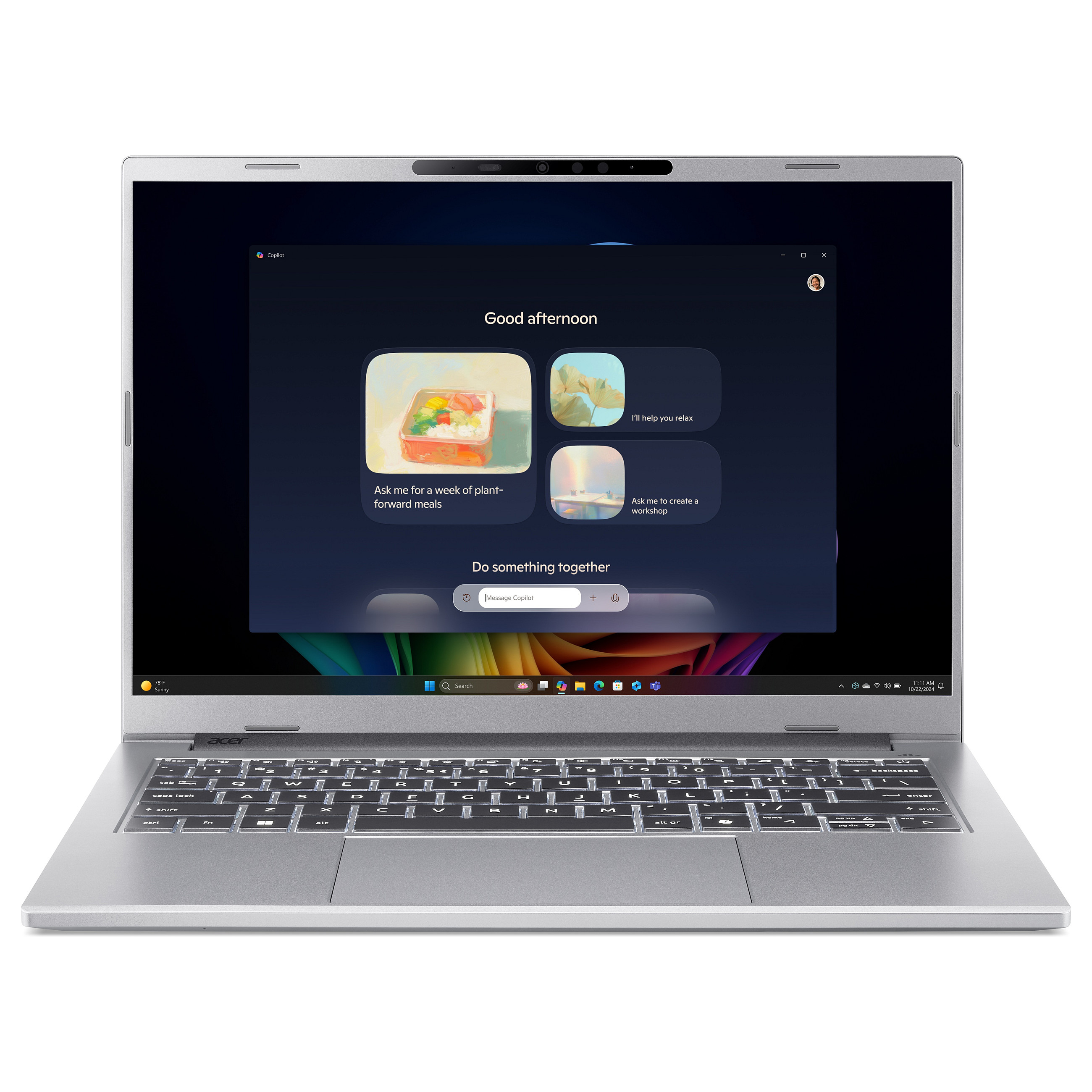 Laptop ACER Aspire 14 AI OLED A14-61M-R6YA (14", OLED, WUXGA, AMD Ryzen AI 5 340, 16GB, 1TB SSD, AMD Radeon 840M, Windows 11 Home, US tipkovnica, Srebrna)-0