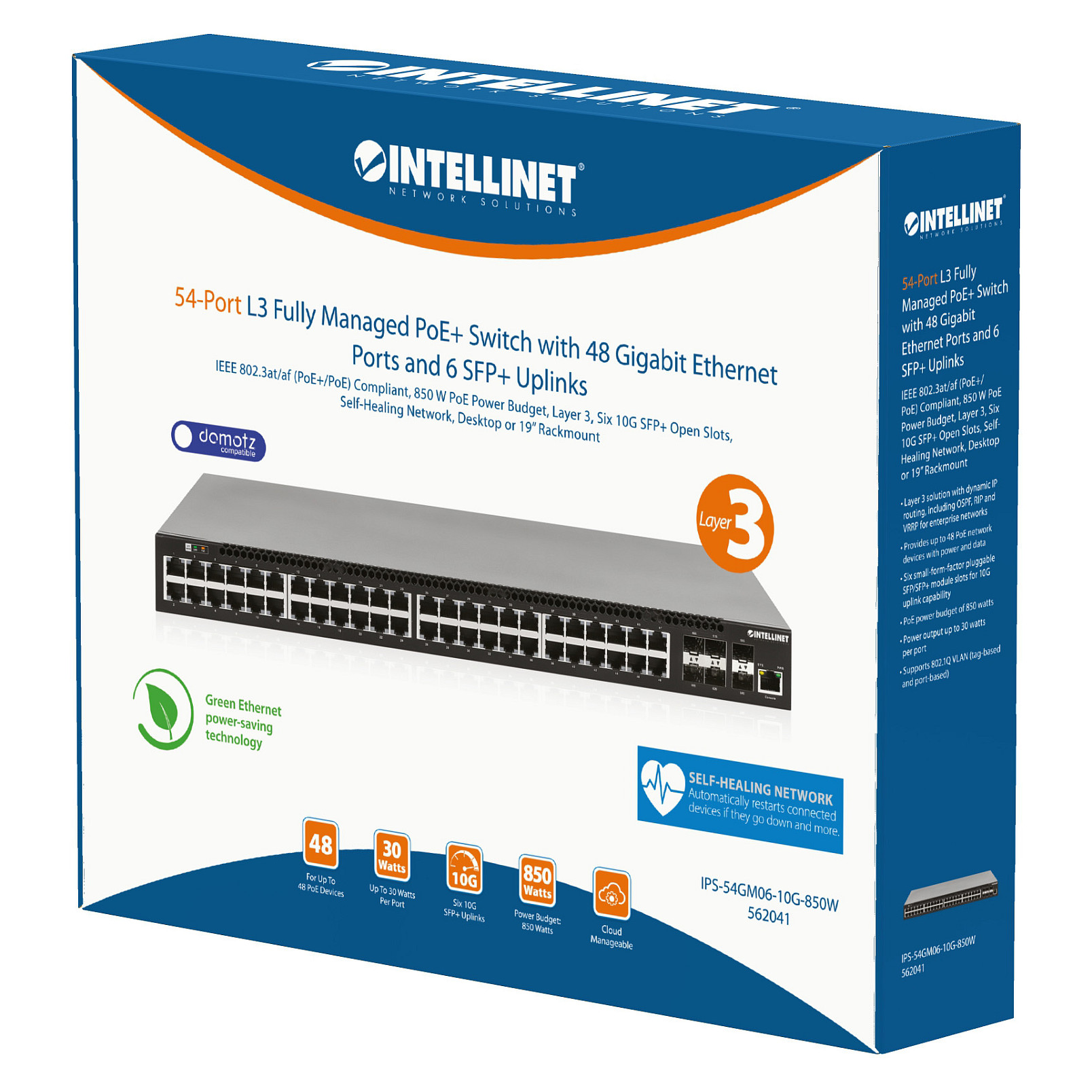 Mrežni Switch INTELLINET 54-Port PoE+ Managed, 6x 10GbE SFP+, 850W-10