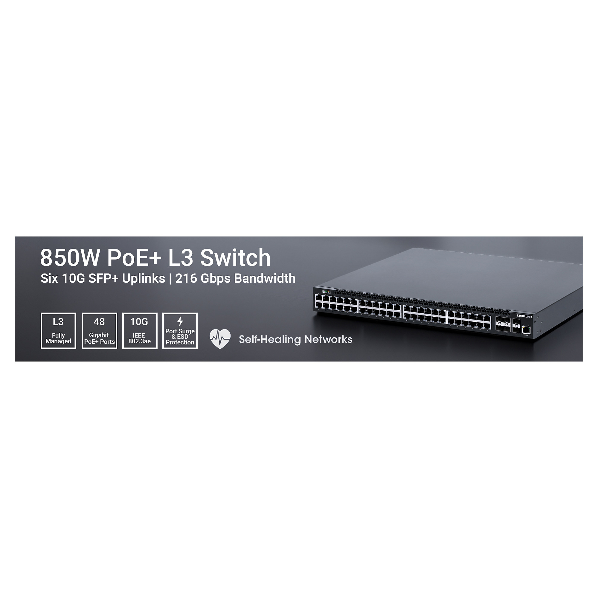 Mrežni Switch INTELLINET 54-Port PoE+ Managed, 6x 10GbE SFP+, 850W-9