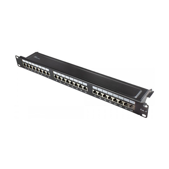 Patch panel GOOD CONNECTIONS 19" 1U 24-portni Cat.6 oklopljeni, crna boja