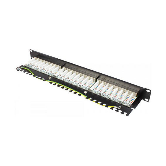 Patch panel GOOD CONNECTIONS 19" 1U 24-portni Cat.6 oklopljeni, crna boja-1
