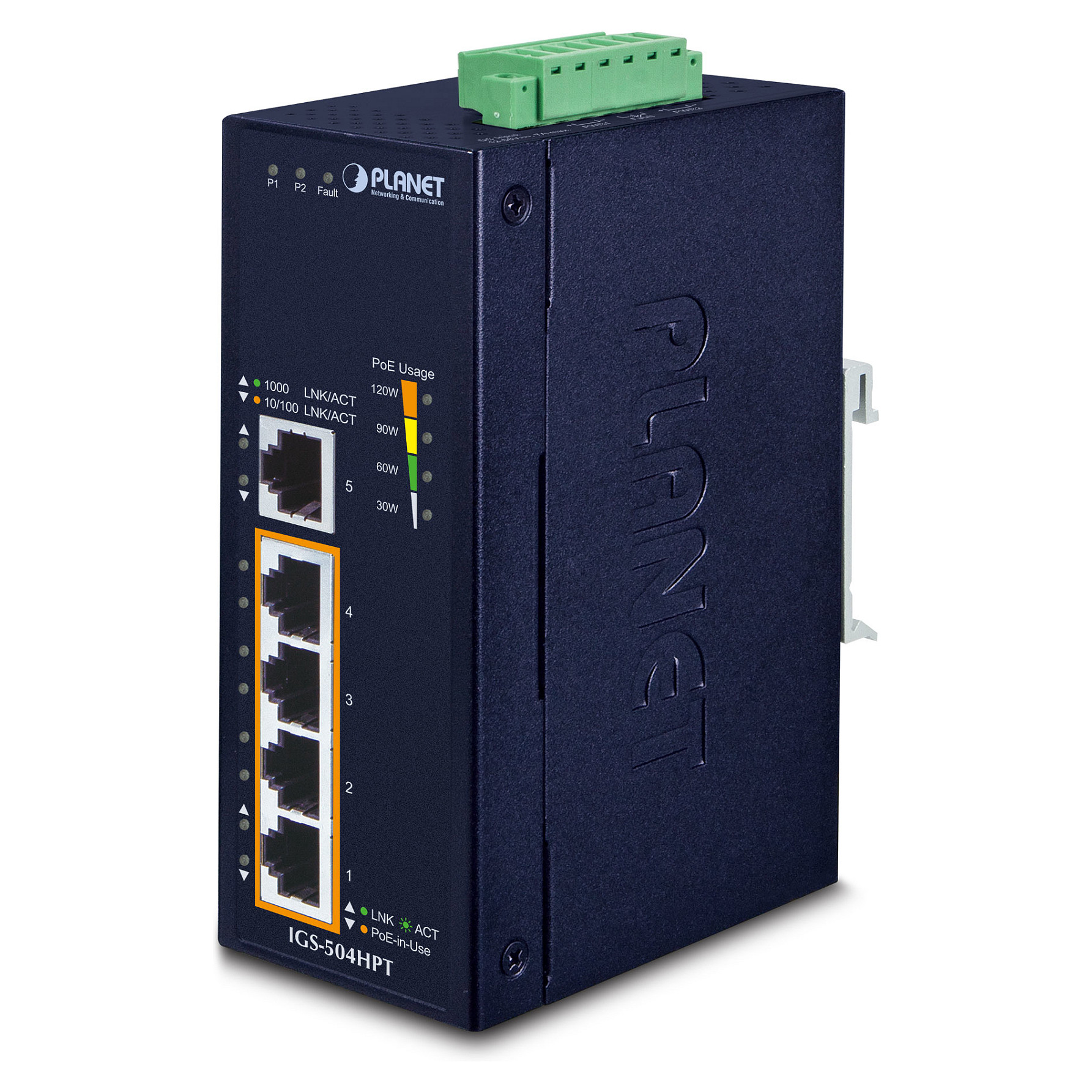 Mrežni switch PLANET IGS-504PT (5-portni industrijski Gigabit, 4x PoE+)-0