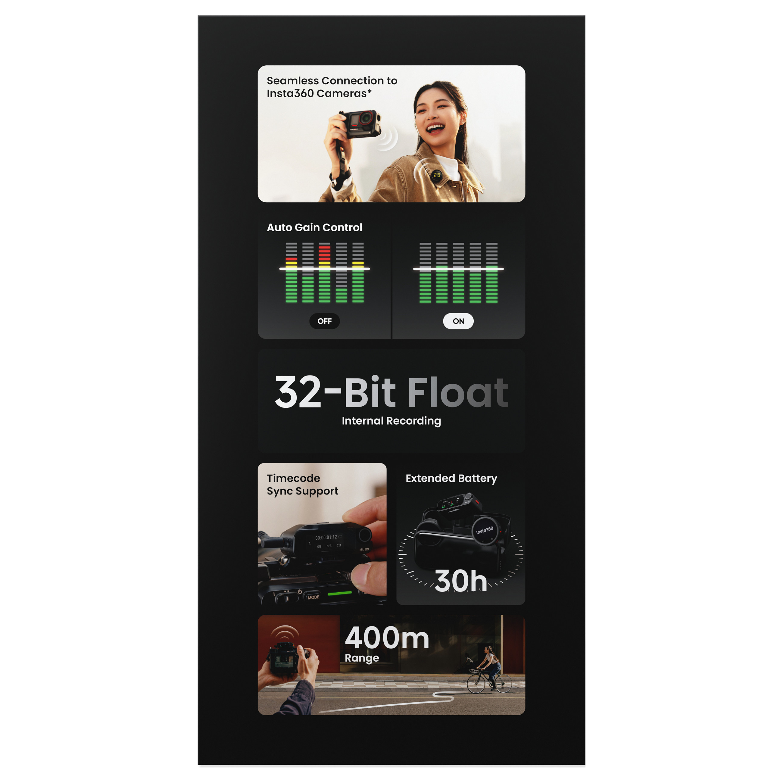 Bežični mikrofonski sustav INSTA360 Mic (2 TX + 1 RX)-4