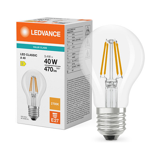LED žarulja OSRAM Classic A Filament 3.4W (40W) E27 2700K, prozirna-4