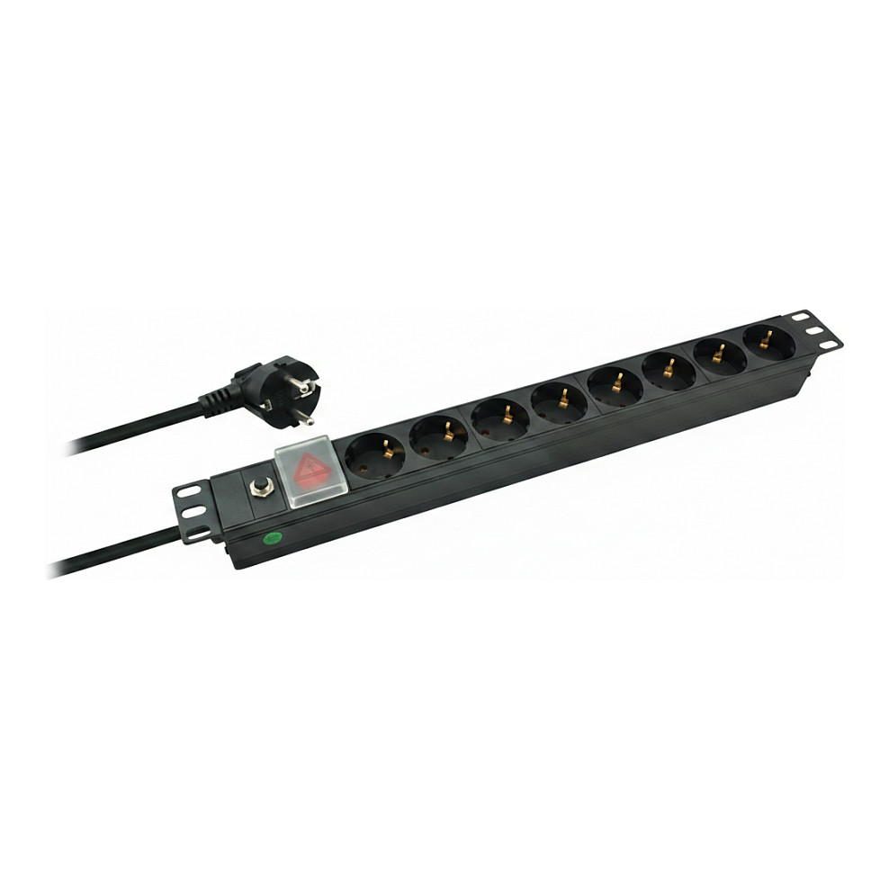helos 19" Steckdosenleiste PROFESSIONAL, 8-fach C13, schwarz 2,0m, mit Schalter-0
