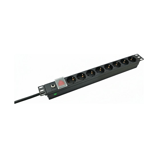 helos 19" Steckdosenleiste PROFESSIONAL, 8-fach, schwarz, 2,0m, mit Schalter-0