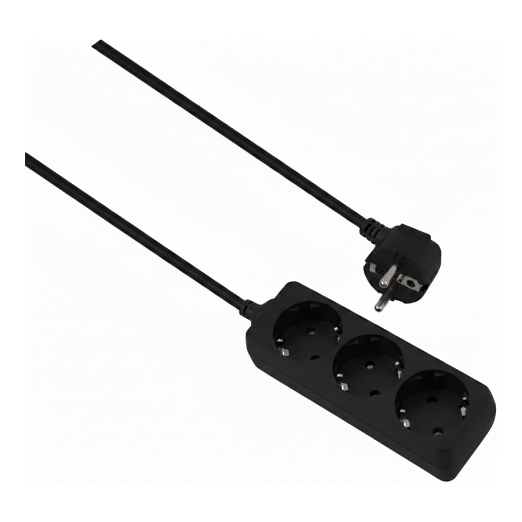 helos Steckdosenleiste CLASSIC, 3-fach, schwarz, 3,0m, ohne Schalter