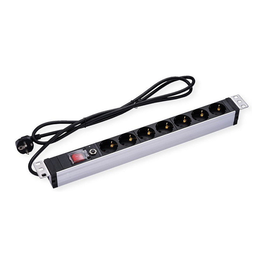 Letva s utičnicama za rack ormar VALUE 19" 1U (7 utičnica, zaštita od preopterećenja)-0