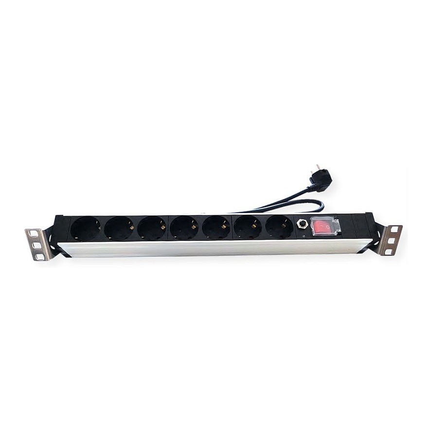 Letva s utičnicama za rack ormar VALUE 19" 1U (7 utičnica, zaštita od preopterećenja)-7