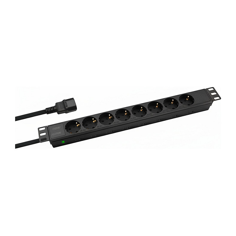 helos 19" Steckdosenleiste PROFESSIONAL, 8-fach, schwarz, 2,0m, fr USV (C14)