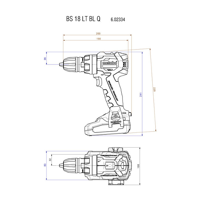 Aku bušilica-odvijač METABO BS 18 LT BL Q (bez baterije i punjača)-1