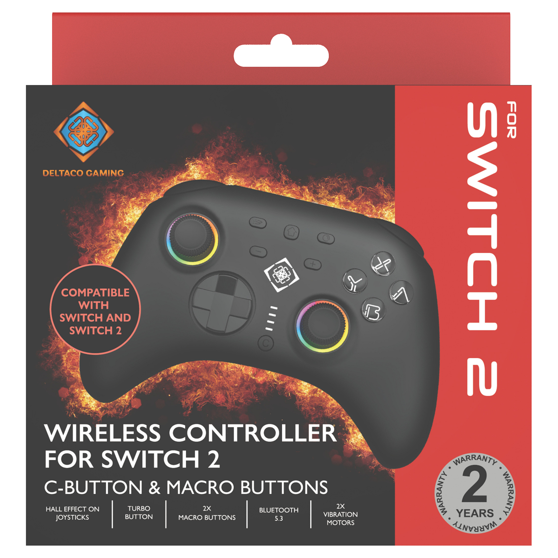 Bežični kontroler DELTACO GAM-142-C RGB za Switch/PC/Android/iOS, crna boja-4