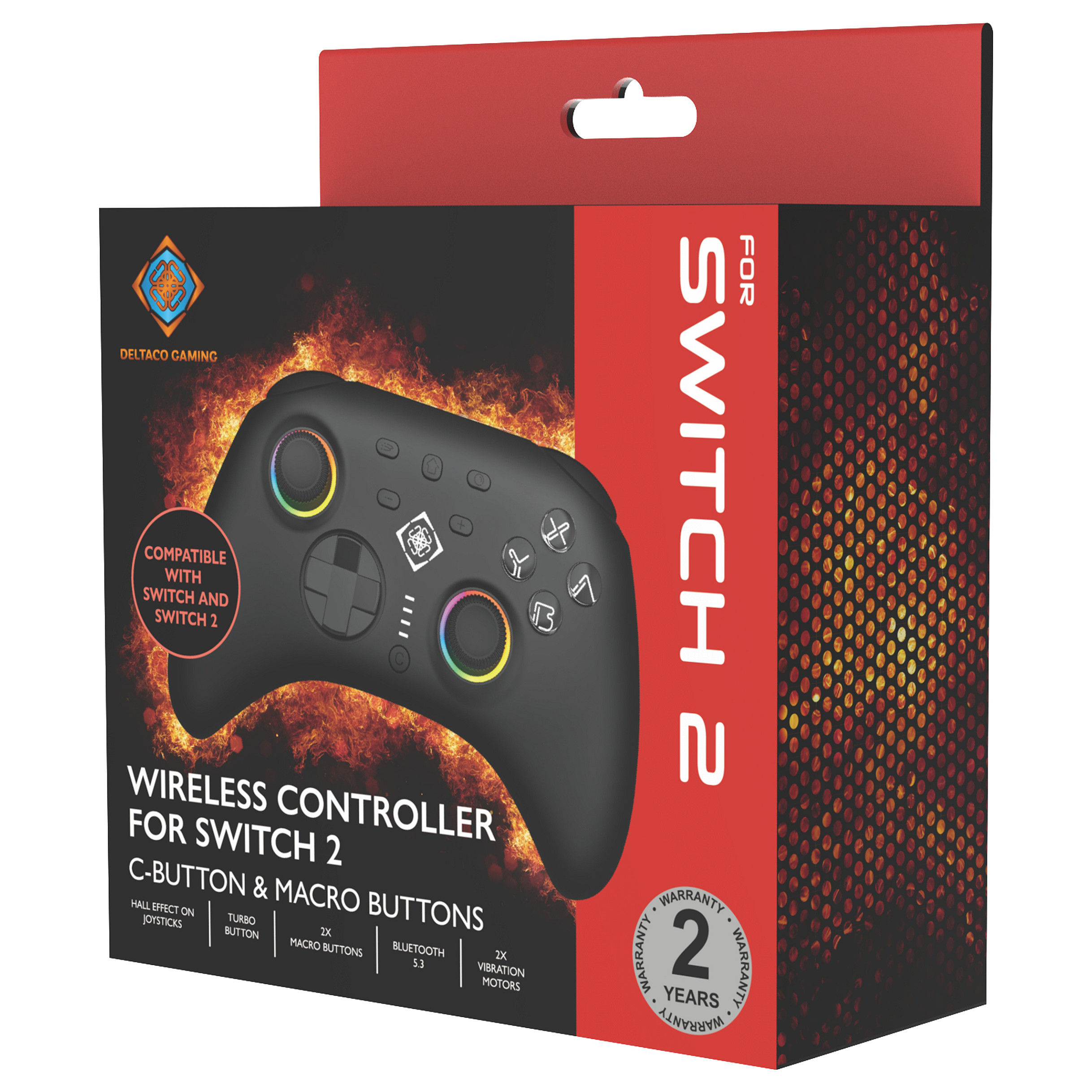 Bežični kontroler DELTACO GAM-142-C RGB za Switch/PC/Android/iOS, crna boja-5