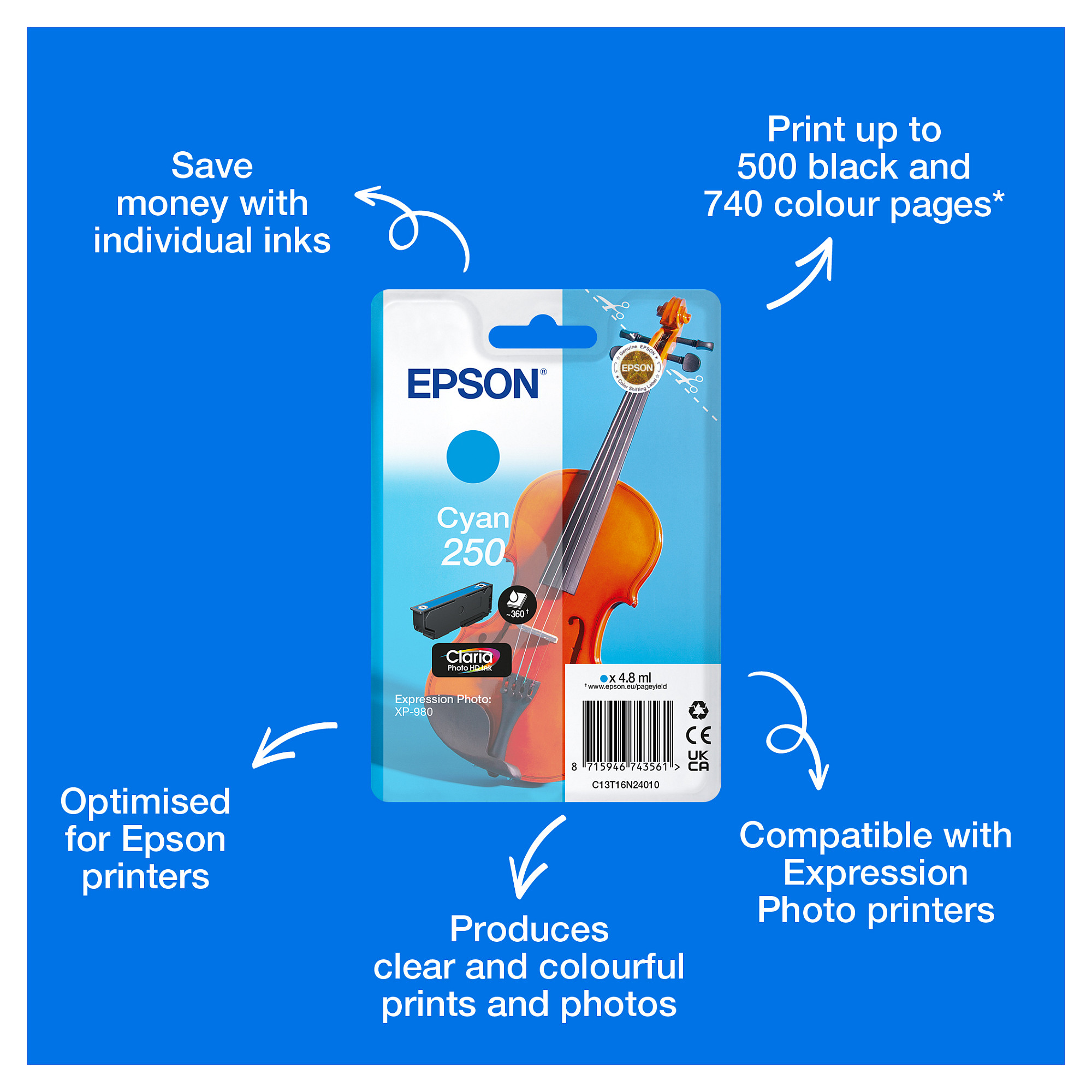 Tinta EPSON 250 Cyan (4.8ml)-1
