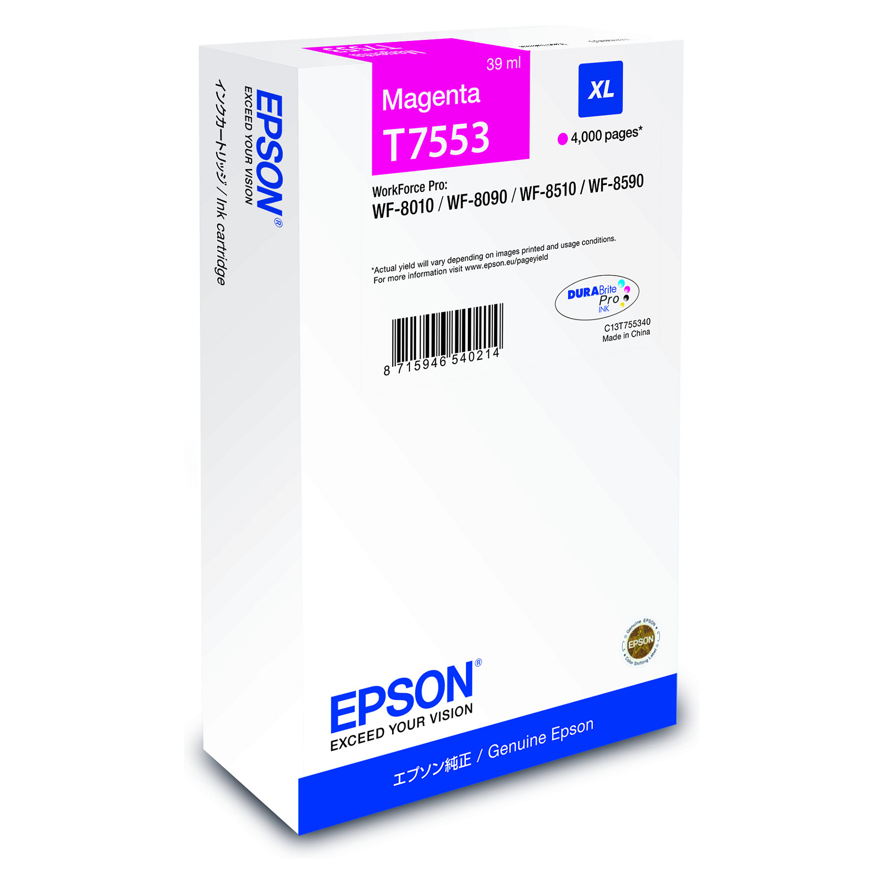 EPSON Tinte magenta 39.0ml WF Pro 8xxx, ''XL''
