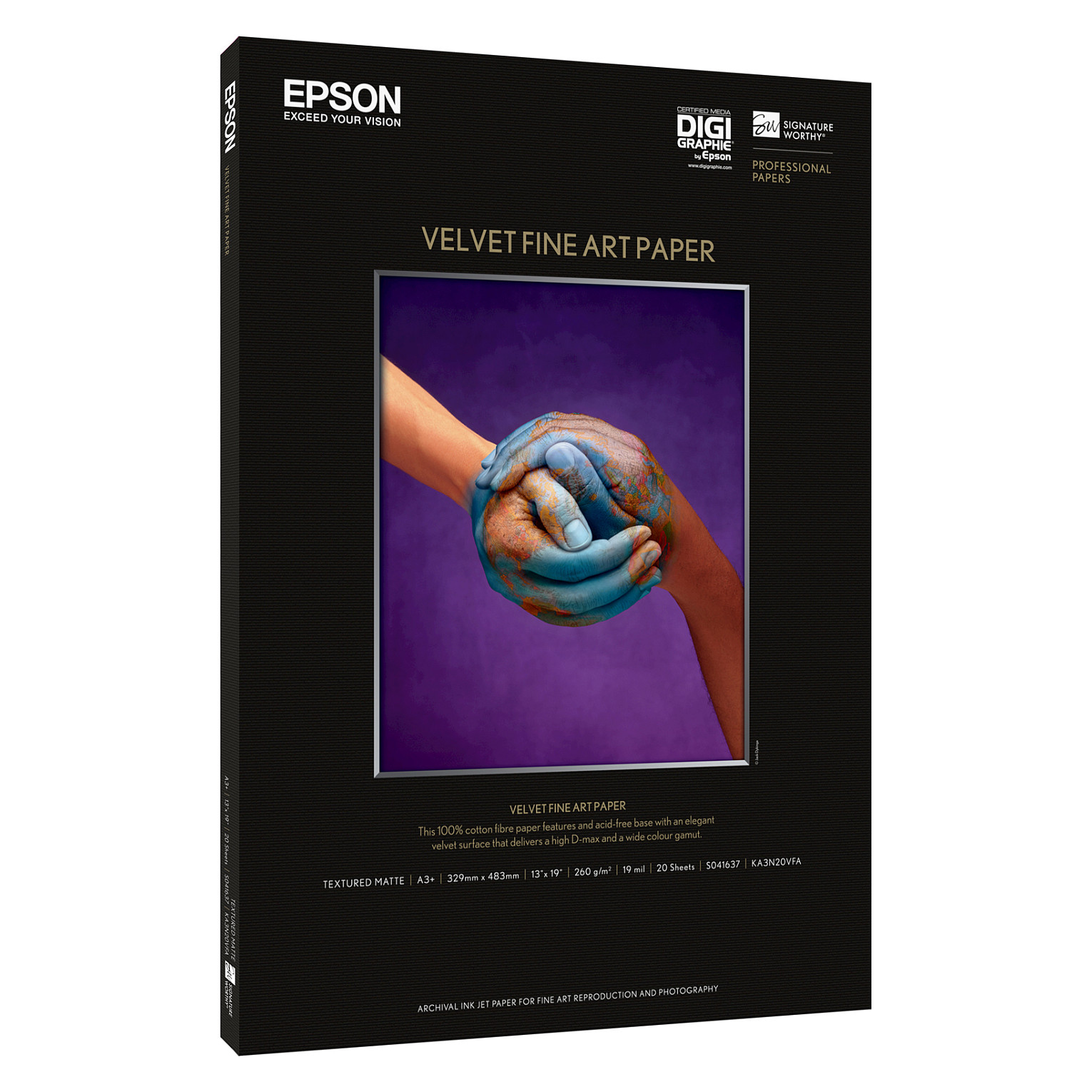 Papir za printer EPSON Velvet Fine Art A3+ (20 listova, 260g/m²) - S041637-0