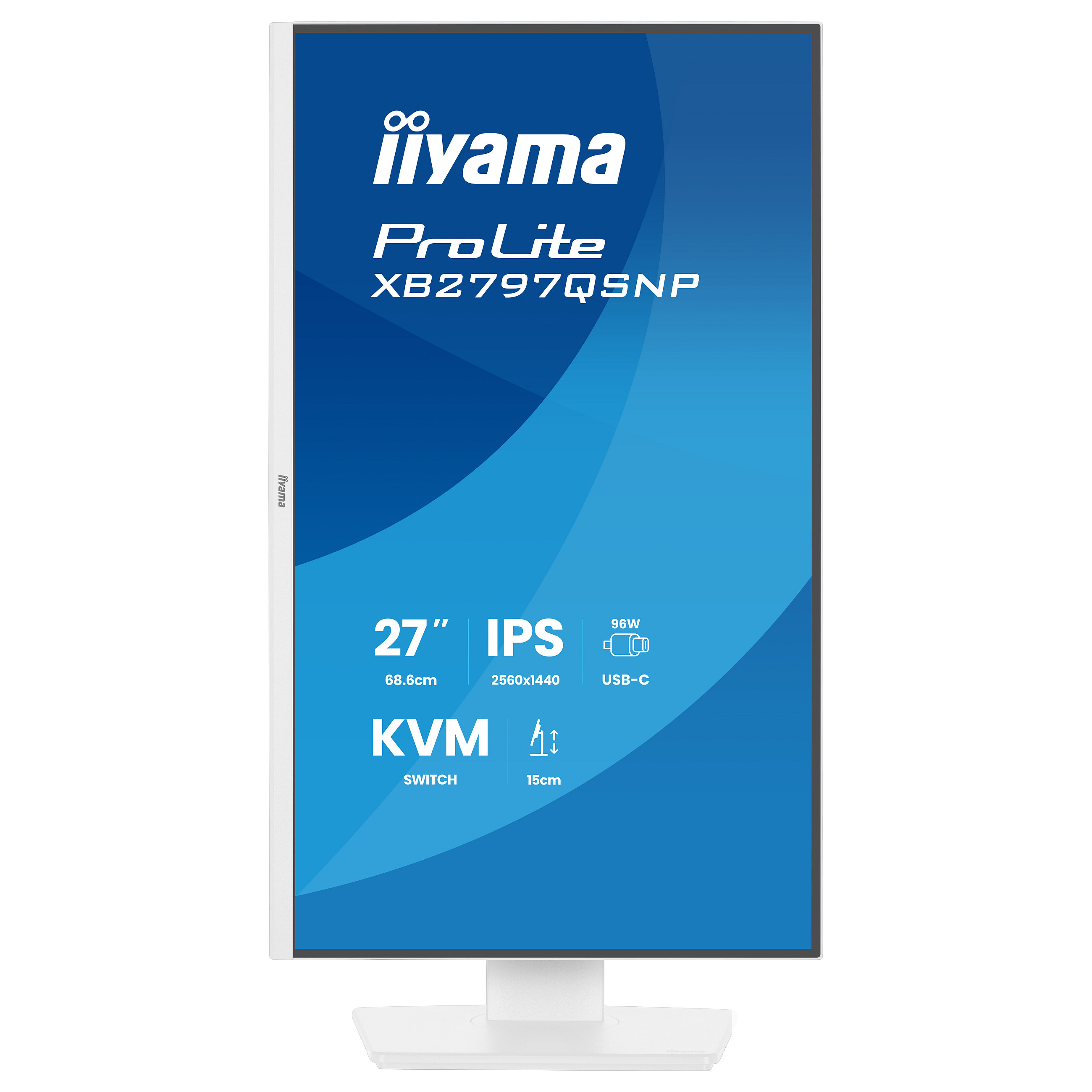 Monitor IIYAMA ProLite XB2797QSNP-W1 27" (IPS, QHD, 75Hz, 1ms, USB-C 65W, KVM, bijela boja)-2