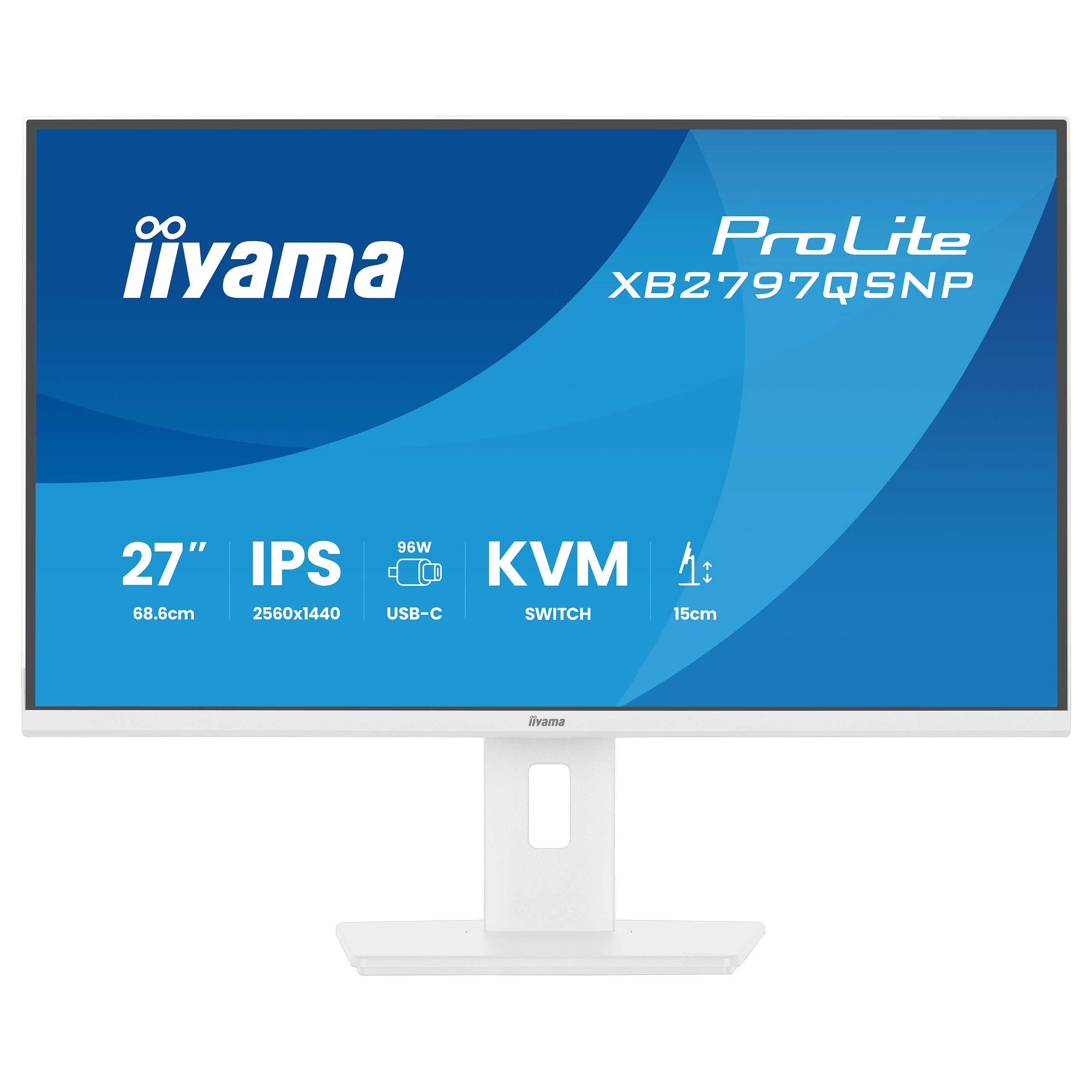 Monitor IIYAMA ProLite XB2797QSNP-W1 27" (IPS, QHD, 75Hz, 1ms, USB-C 65W, KVM, bijela boja)-3