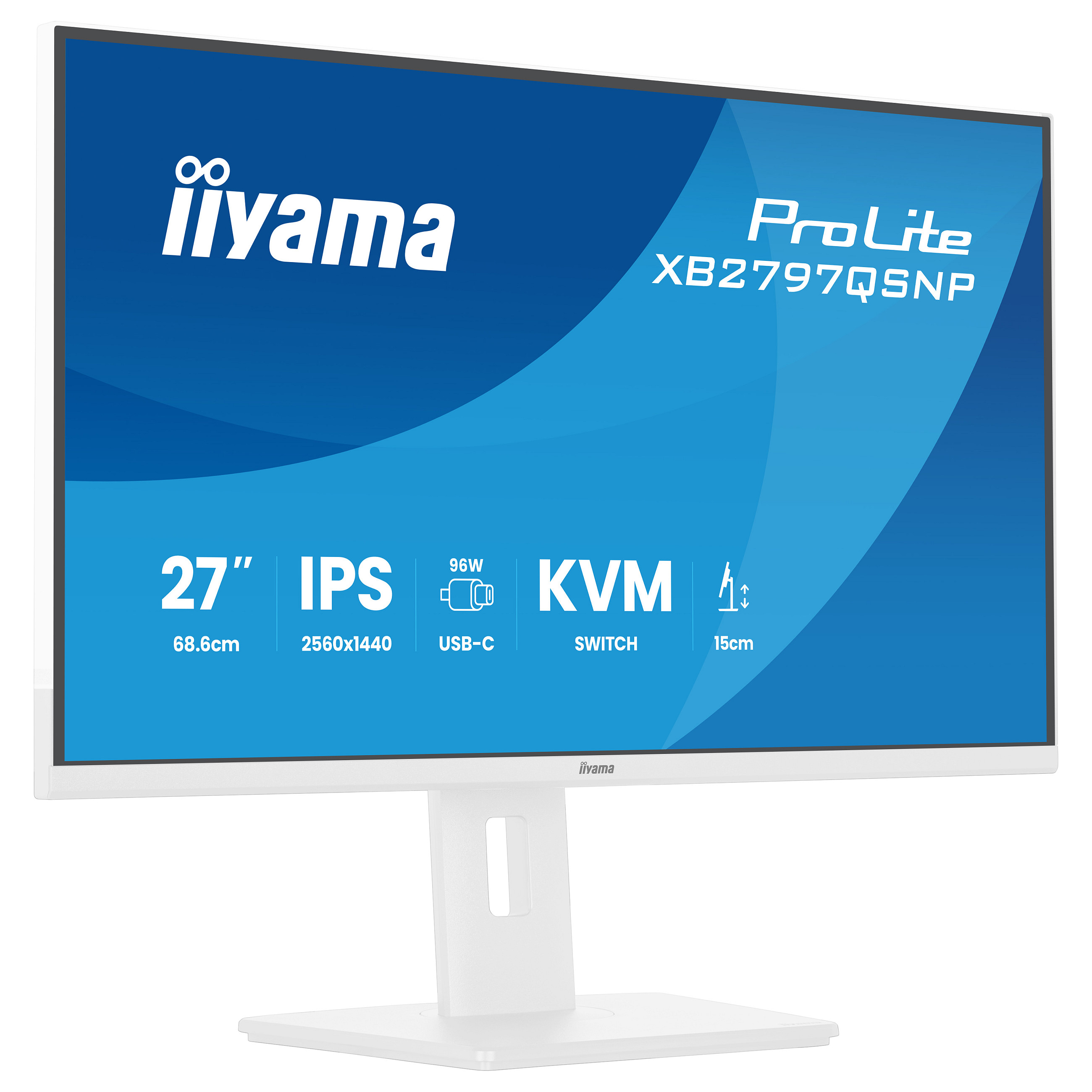 Monitor IIYAMA ProLite XB2797QSNP-W1 27" (IPS, QHD, 75Hz, 1ms, USB-C 65W, KVM, bijela boja)-4