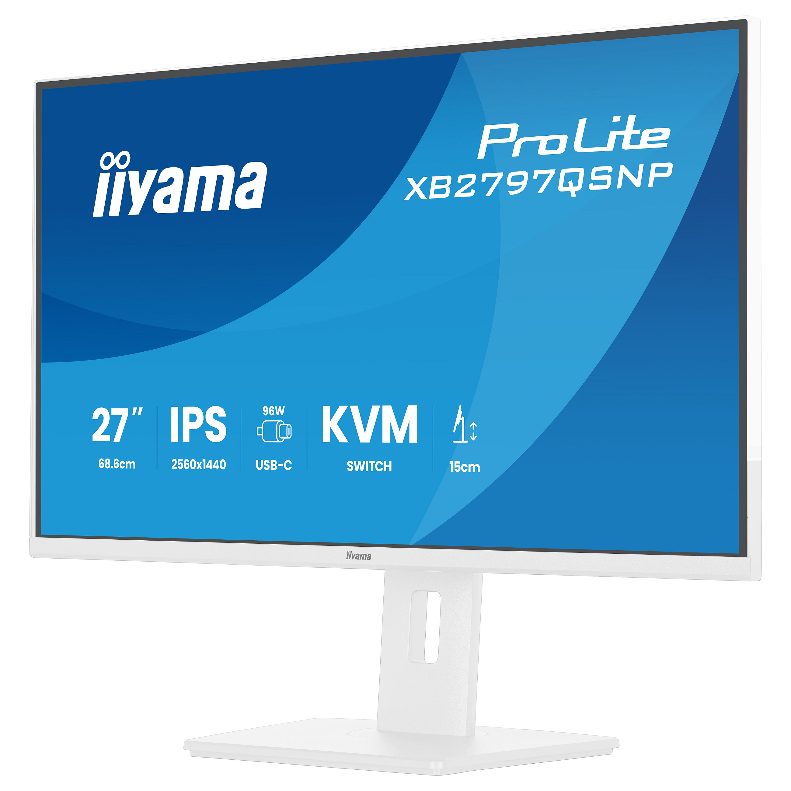 Monitor IIYAMA ProLite XB2797QSNP-W1 27" (IPS, QHD, 75Hz, 1ms, USB-C 65W, KVM, bijela boja)-5