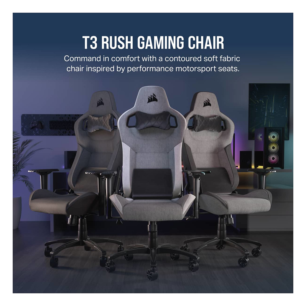 Gaming stolica CORSAIR T3 RUSH (2023) sivo-bijela boja-1