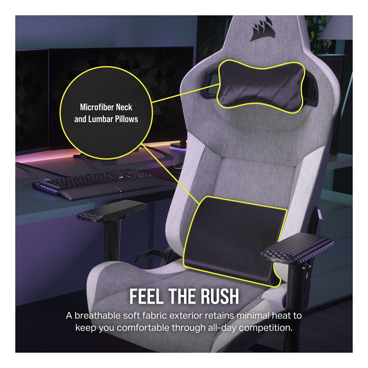 Gaming stolica CORSAIR T3 RUSH (2023) sivo-bijela boja-2