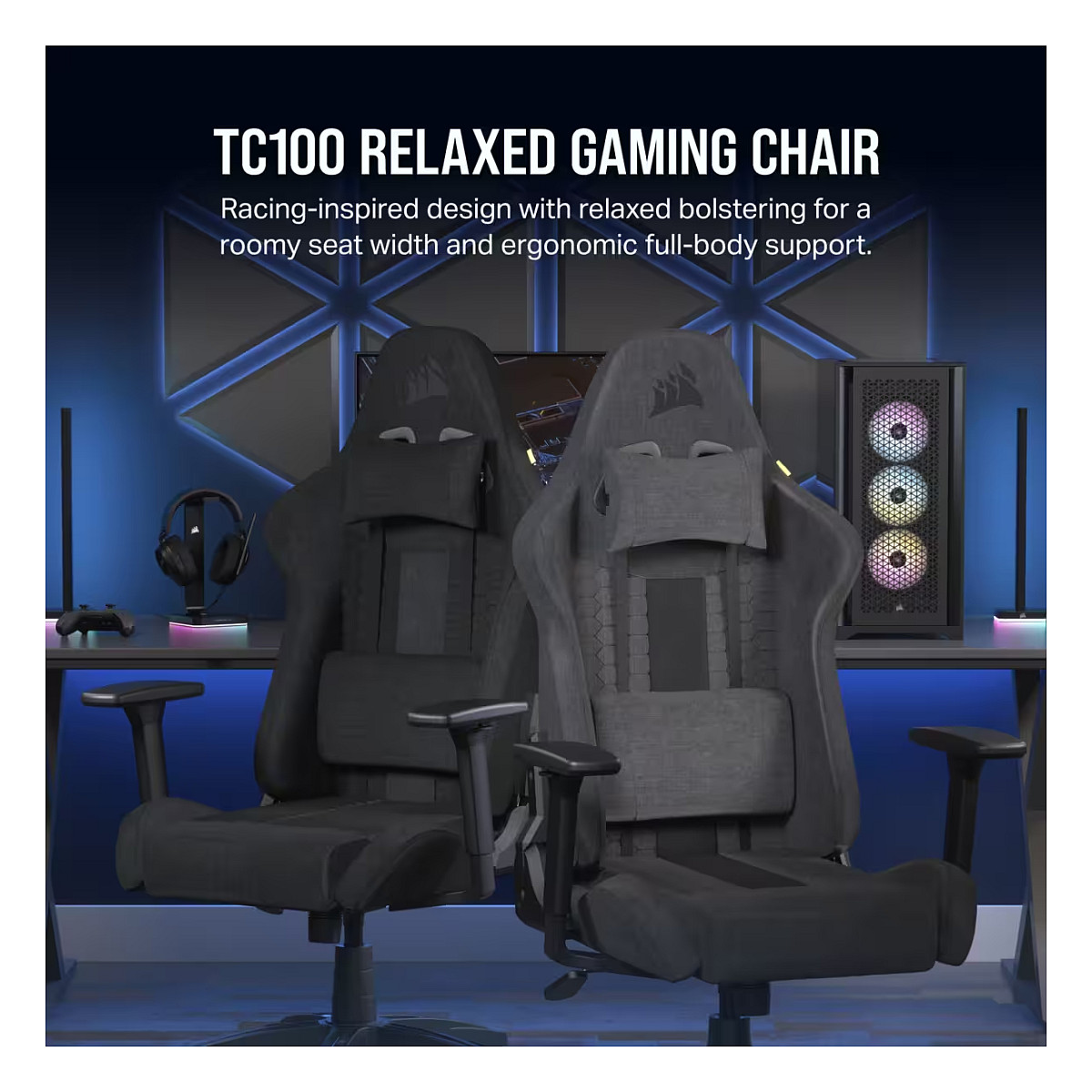 Gaming stolica CORSAIR TC100 RELAXED (tkanina, crna boja)-10
