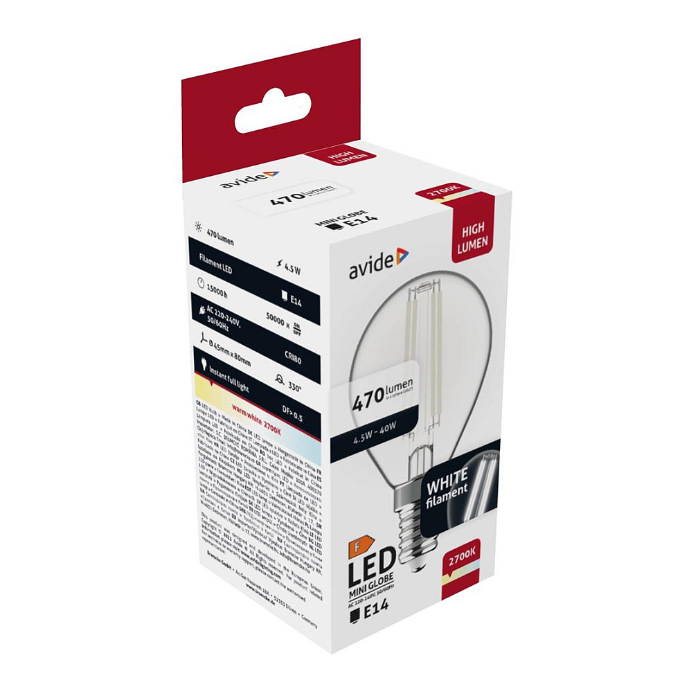 LED žarulja AVIDE Filament Mini Globe G45, 4.5W, E14, 2700K topla bijela-2