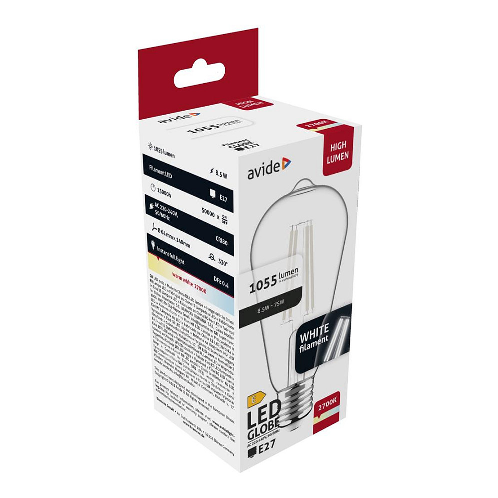 LED žarulja AVIDE Filament ST64 8.5W E27 (2700K, topla bijela)-1