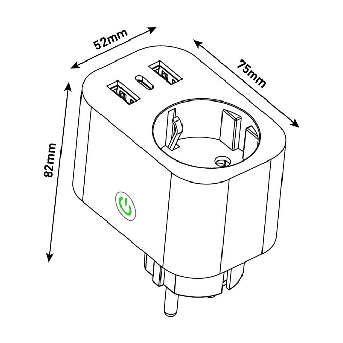 Pametna utičnica ENTAC Wi-Fi s 2x USB-A i 1x USB-C priključkom-4