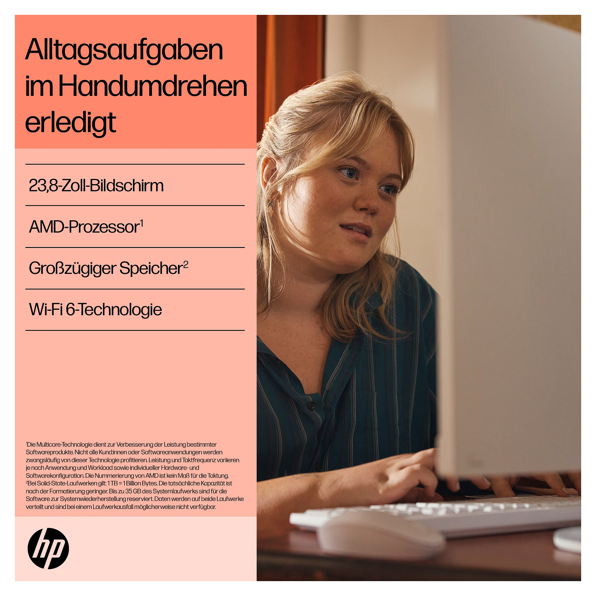AIO računalo HP All-in-One 24-cr0109ng (23.8" IPS, Full HD, AMD Ryzen 5 7520U, 16GB RAM, 512GB SSD, AMD Radeon 610M, Windows 11 Home, bijela)-6