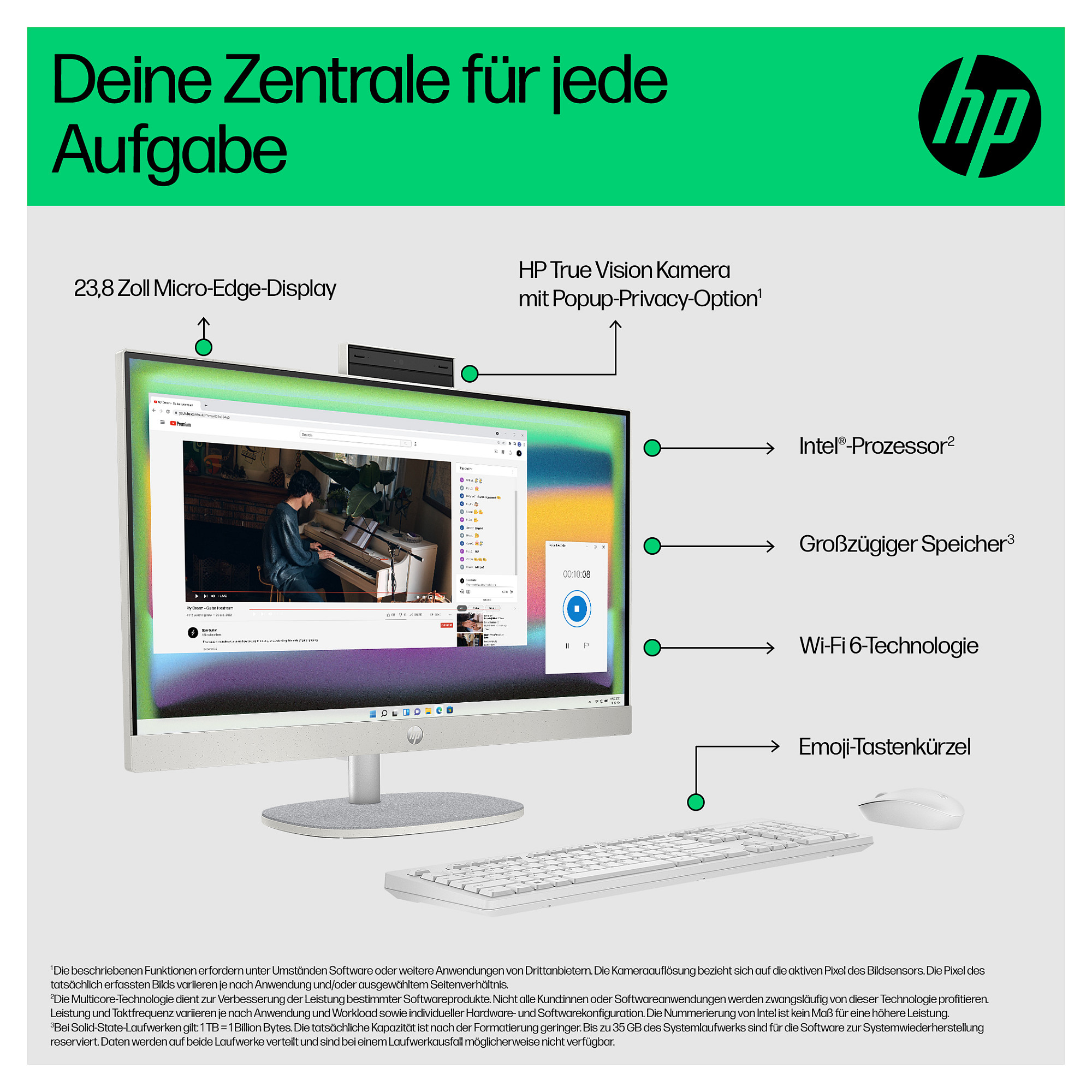 AIO računalo HP All-in-One 24-cr0241ng (23.8", IPS, Full HD, Intel Core i3-N300, 8GB RAM, 512GB SSD, Intel UHD Graphics, Windows 11 Home, touchscreen, bijela)-7