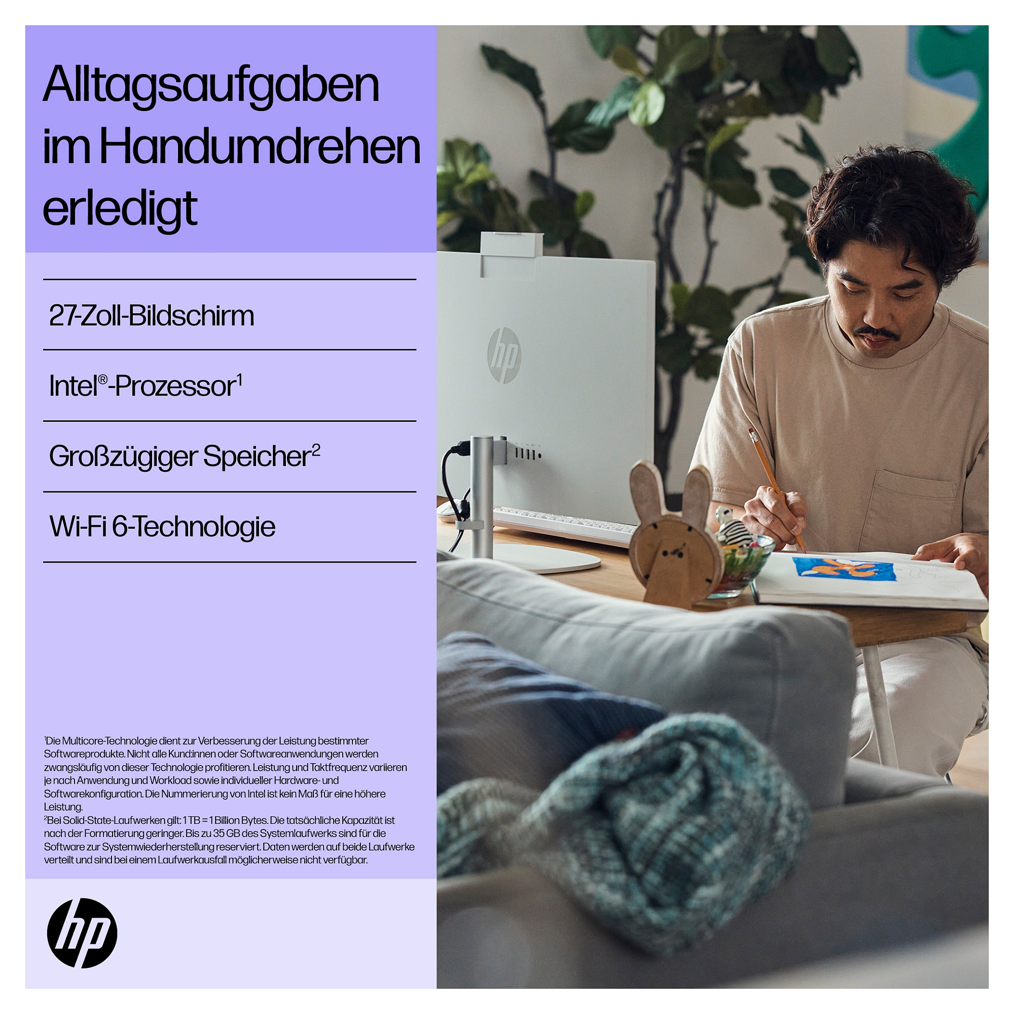 AIO računalo HP All-in-One 27-cr0109ng (27" IPS, Full HD, Intel Core i3-N300, 8GB, 512GB SSD, Intel UHD Graphics, FreeDOS, bijelo)-3