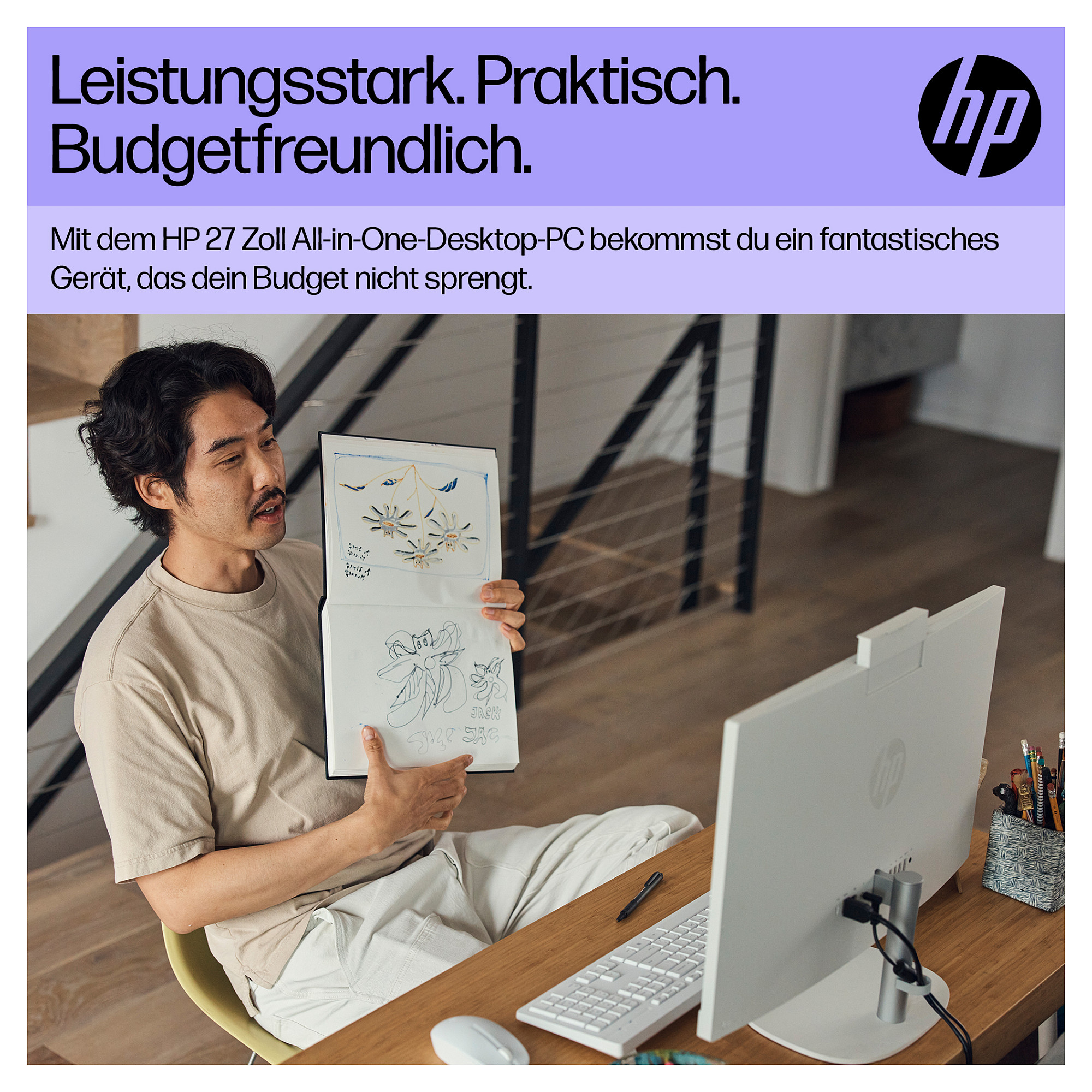 AIO računalo HP All-in-One 27-cr0109ng (27" IPS, Full HD, Intel Core i3-N300, 8GB, 512GB SSD, Intel UHD Graphics, FreeDOS, bijelo)-4